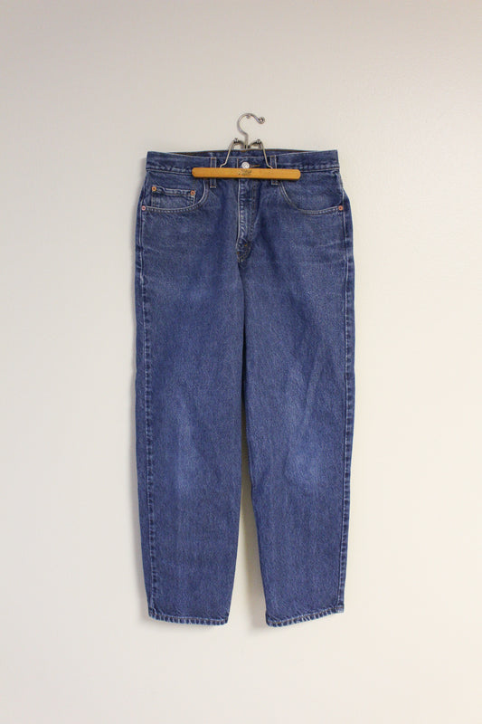 vintage red tab Levis, dark denim relaxed fit jeans 