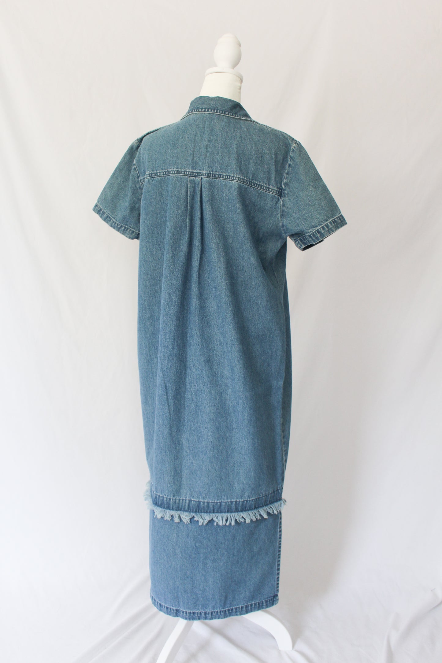 maxi dress with fringe, denim jean dress