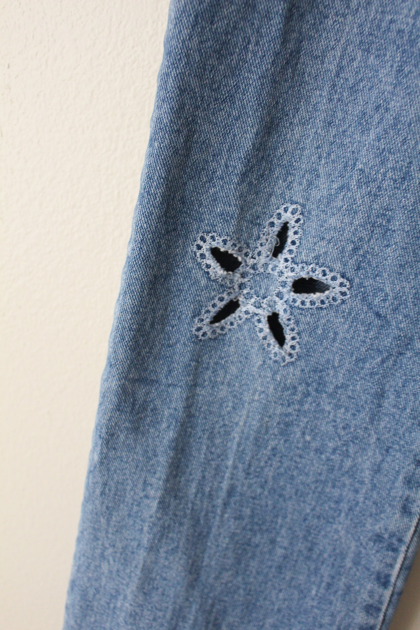 flower floral detail on jeans 