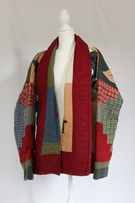 one of a kind cabin quilt jacket, unique jacket, lodge jacket, outfit for cabin getaway 