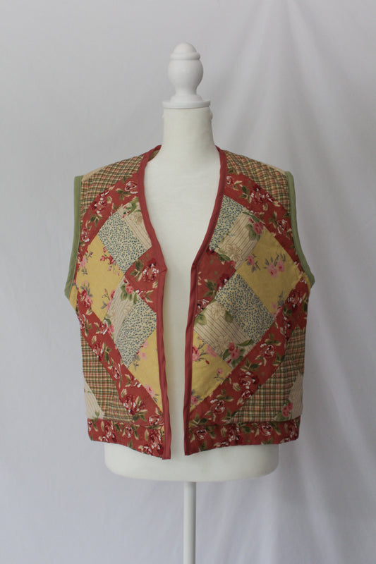 floral quilt vest with roses