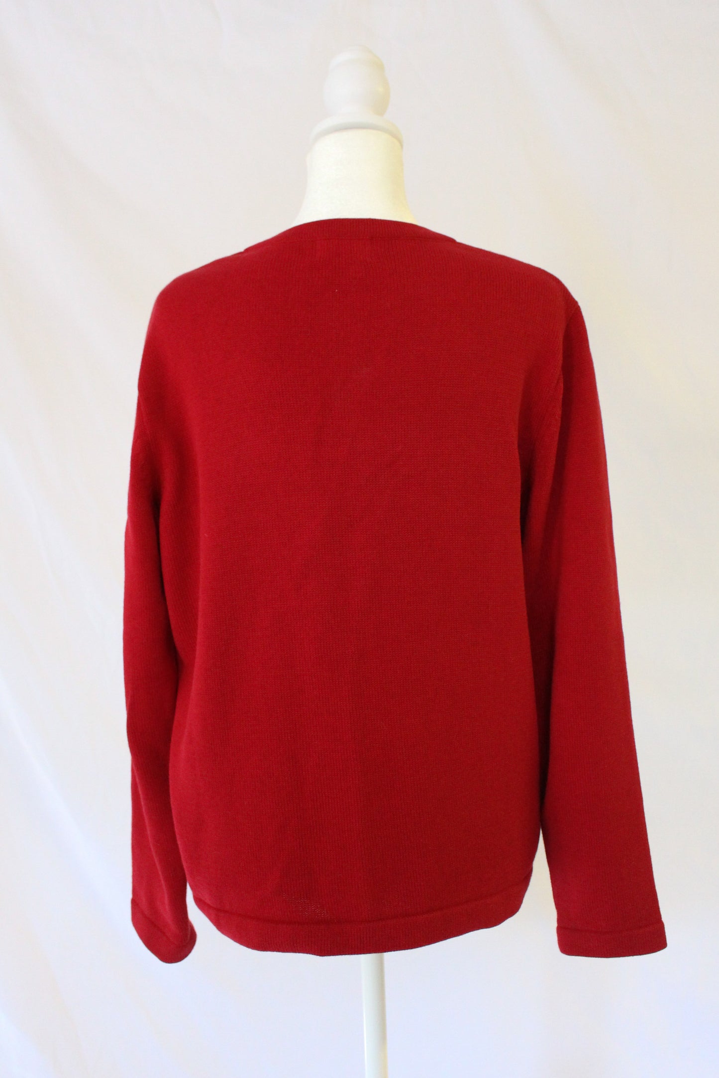 Red Cardigan With Shell Buttons