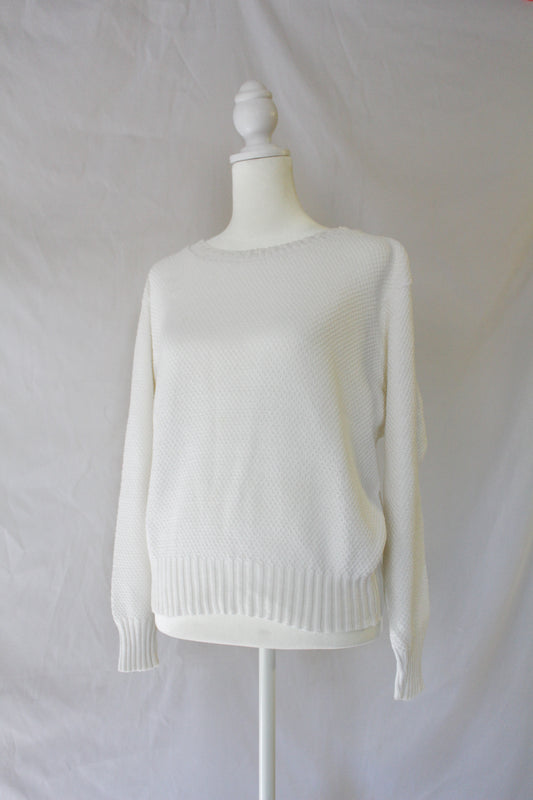 White Cotton Knit Sweater