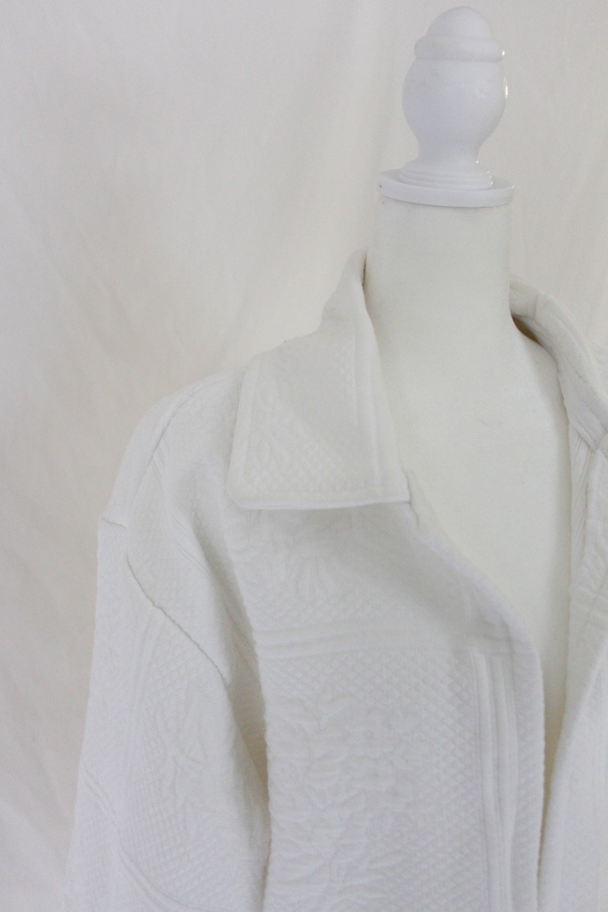 handmade quilt jacket with collar white