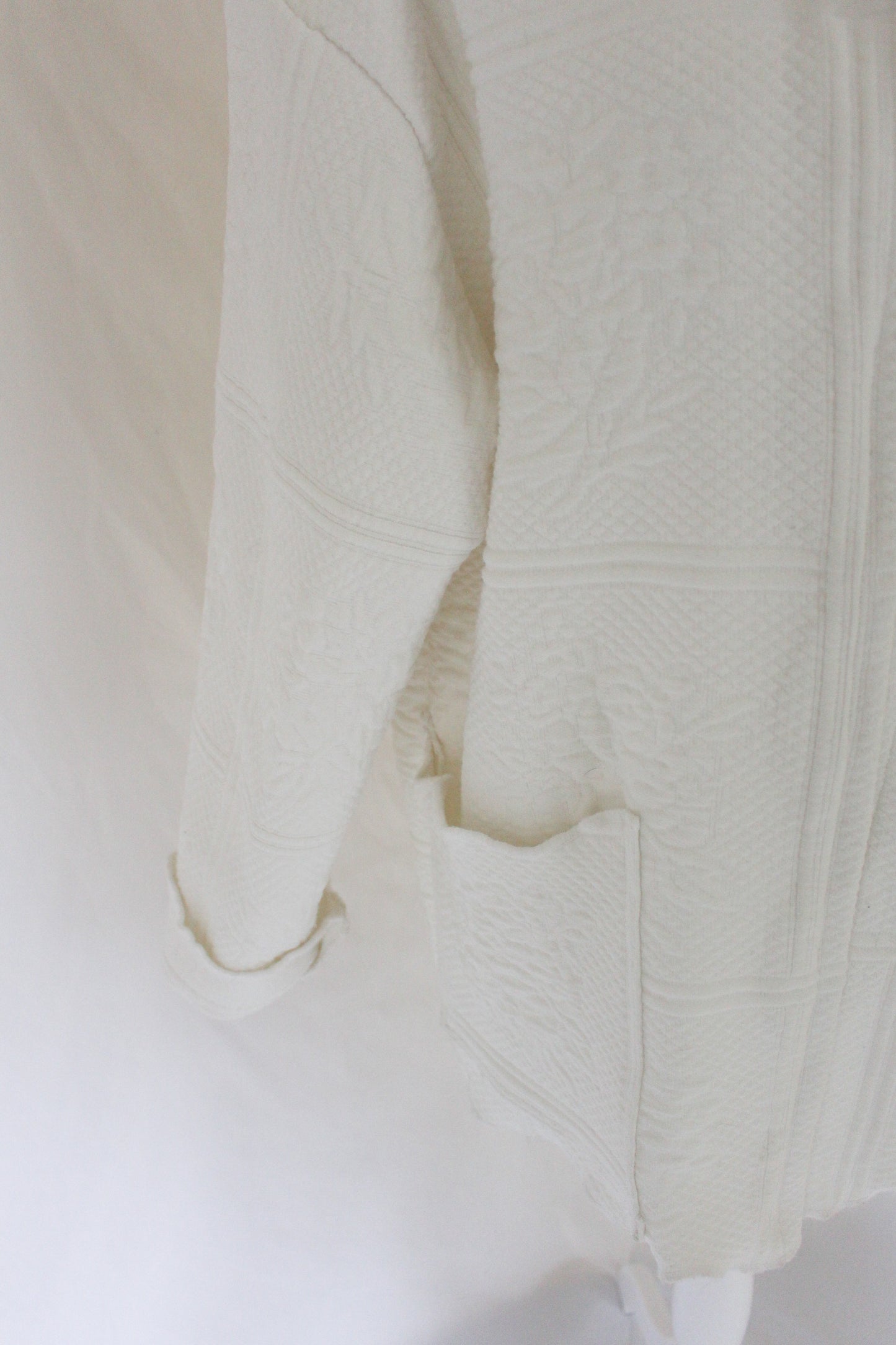 textured white quilt jacket, quilt coat handmade