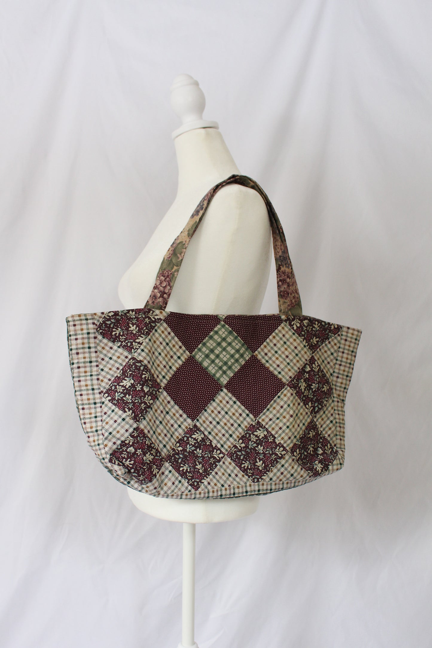 handmade quilt tote, upcycled quilt tote
