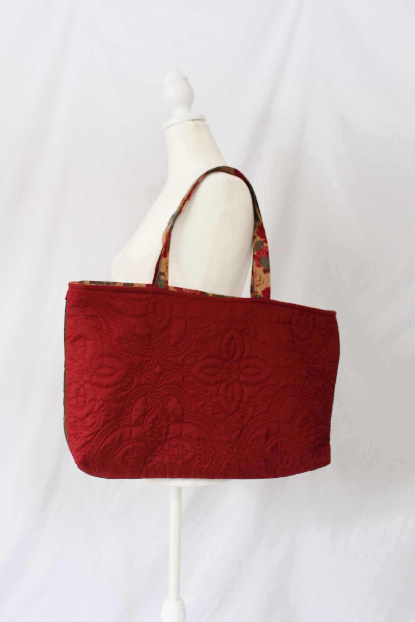 handmade quilt tote bag made from recycled quilt, purse made from recycled quilt