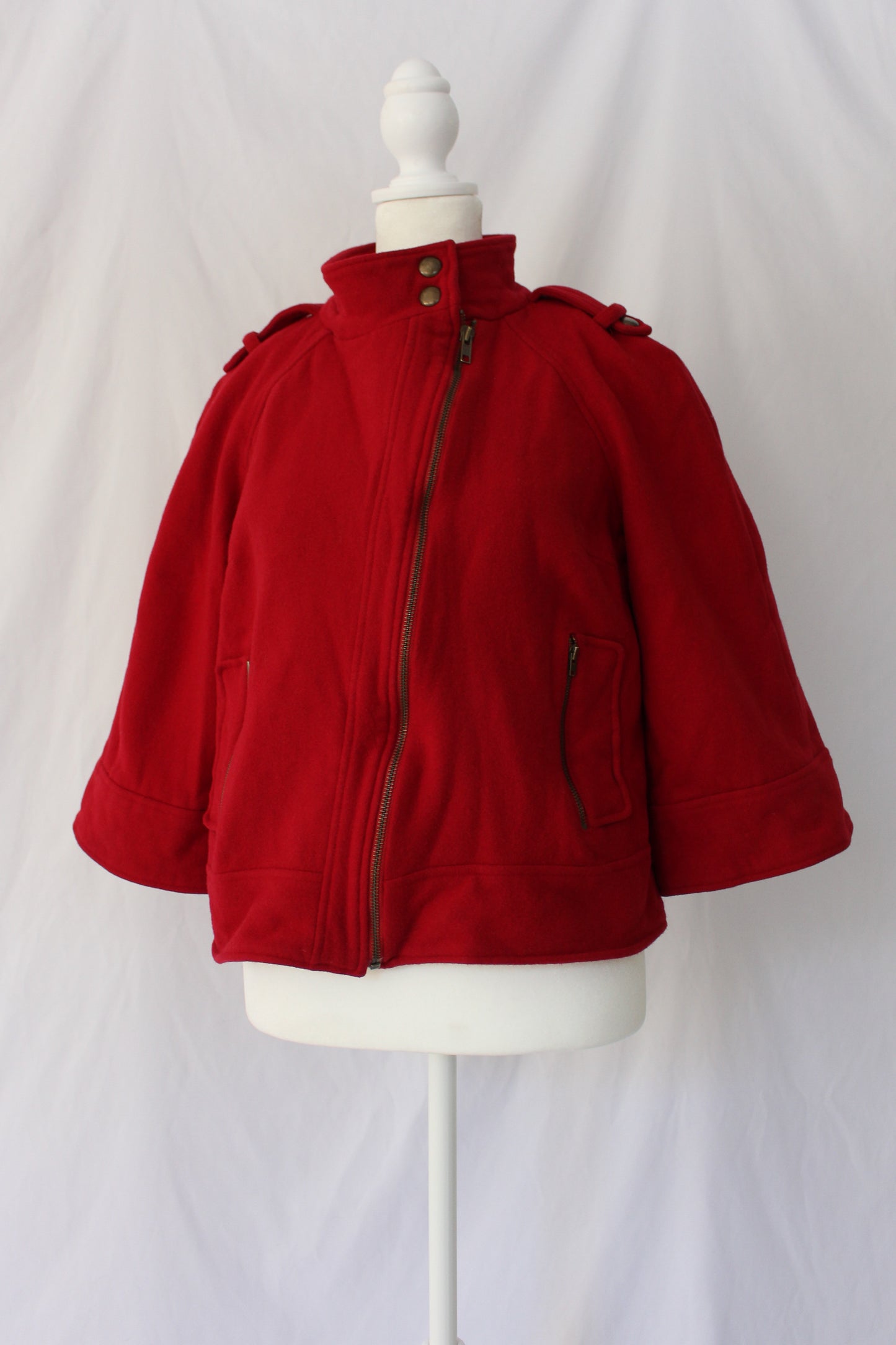 short red zip up jacket 