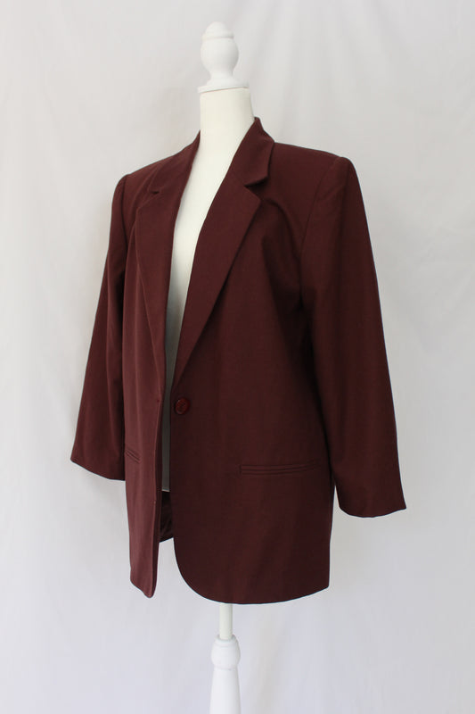 vintage wool blazer maroon blazer