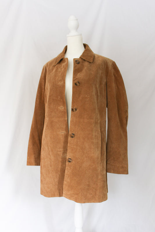 suede leather trench coat secondhand