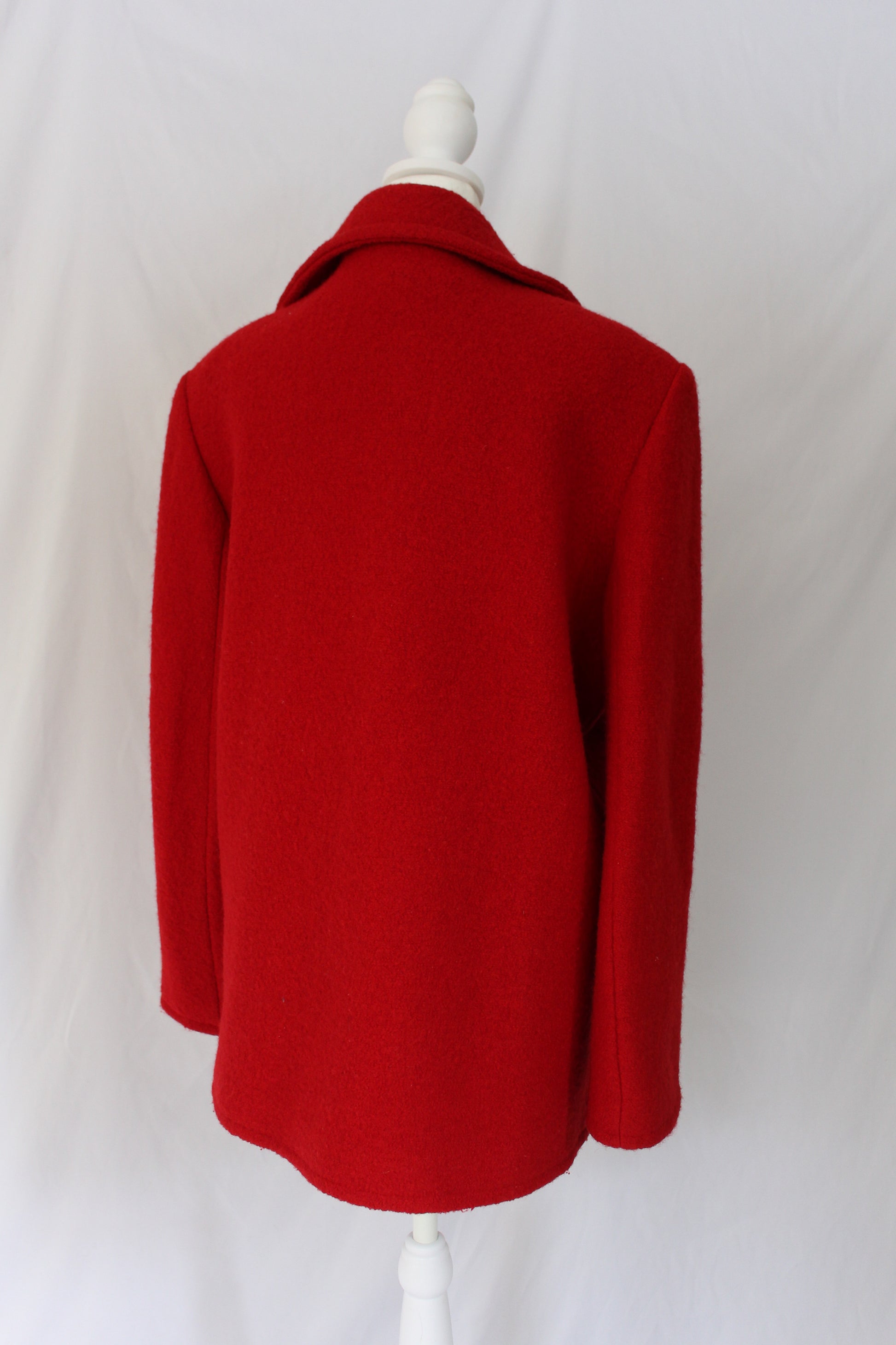 bright red wool winter coat