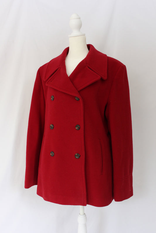 calvin klein red double breast winter coat secondhand pre-owend