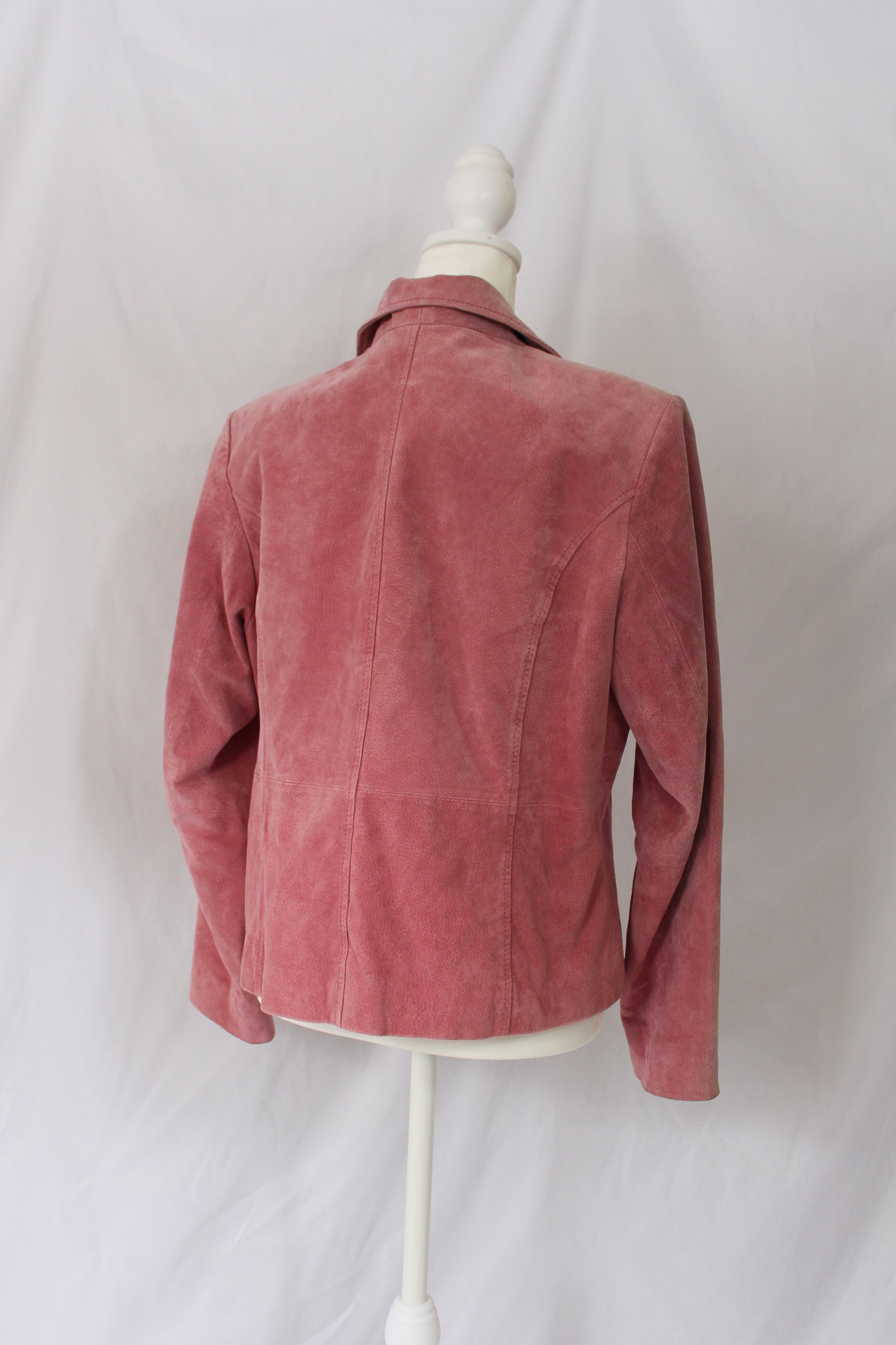 suede pink leather blazer petite large
