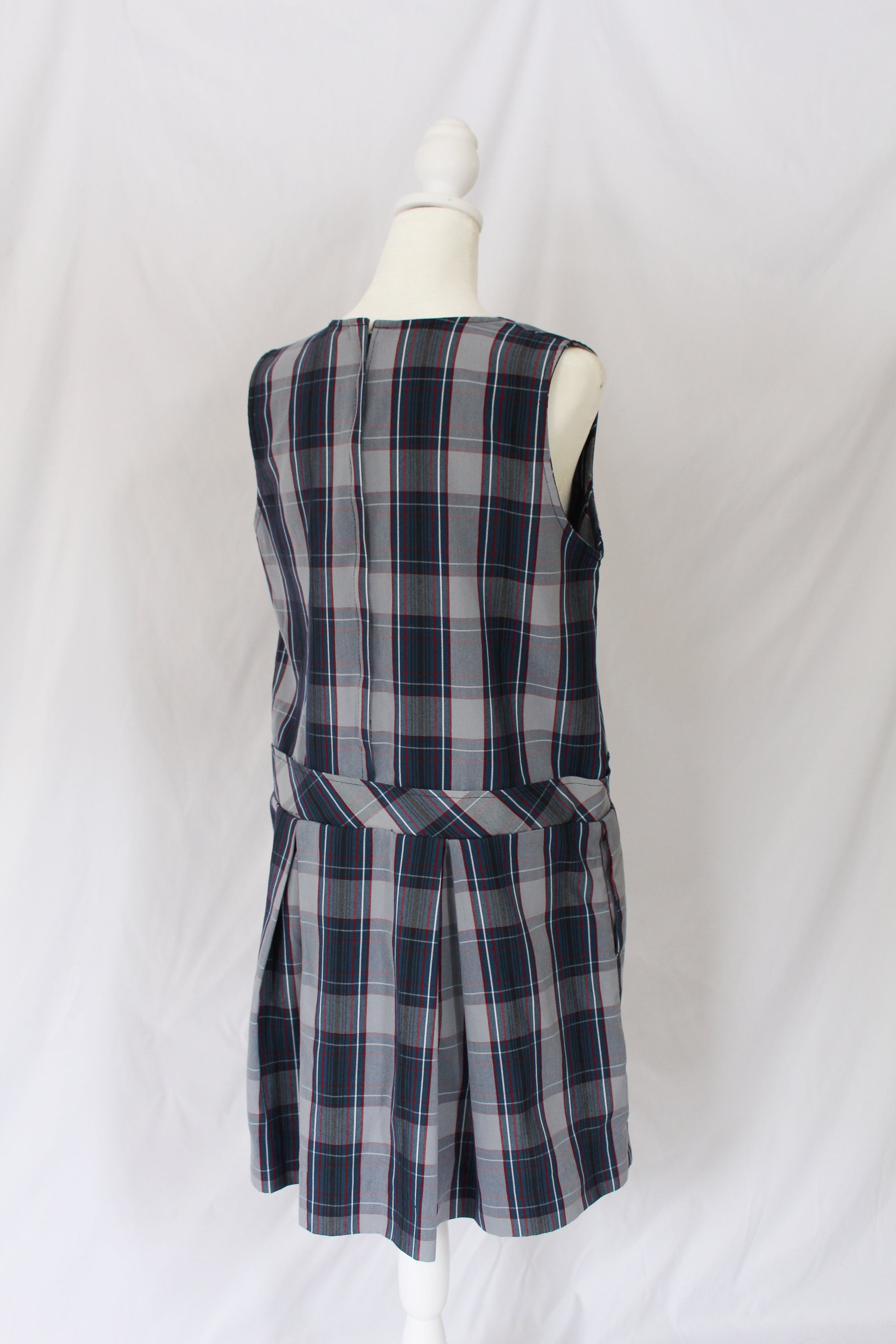 vintage plaid school uniform blue plaid dress