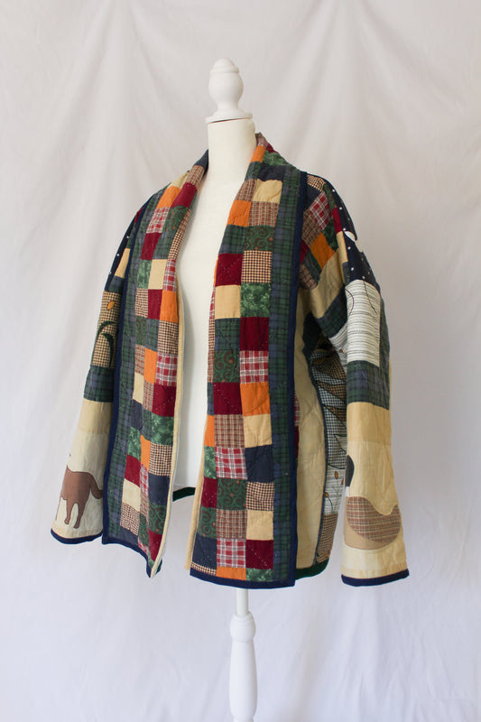 patchwork plaid quilt jacket, cozy quilt jacket, cabin quilt jacket 