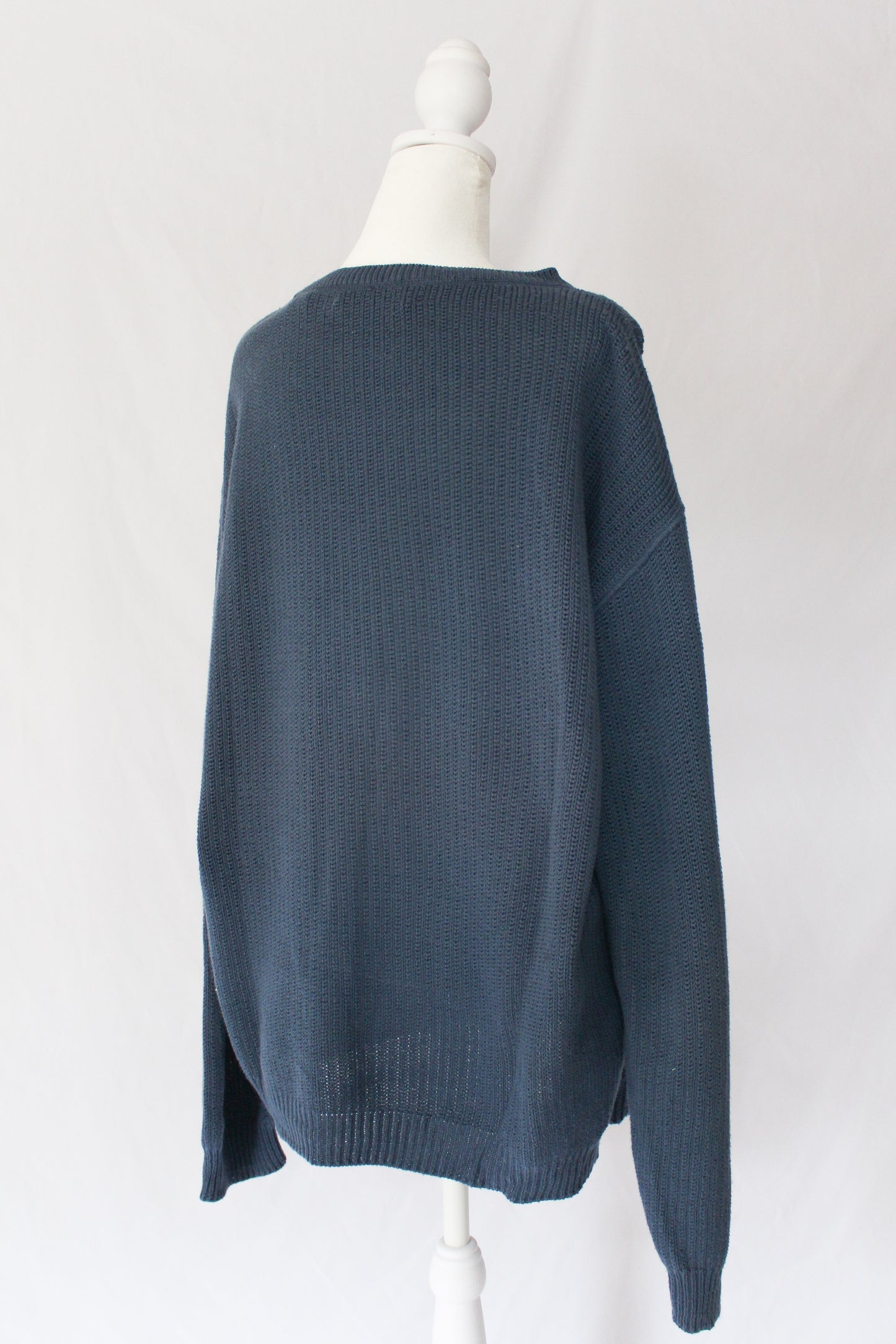 light knit cotton sweater in dusty blue 