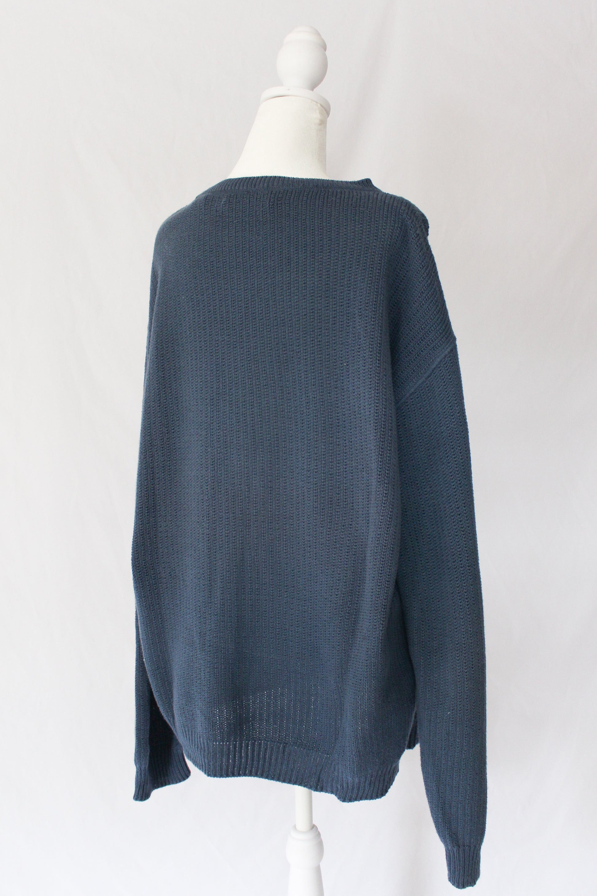 light knit cotton sweater in dusty blue 