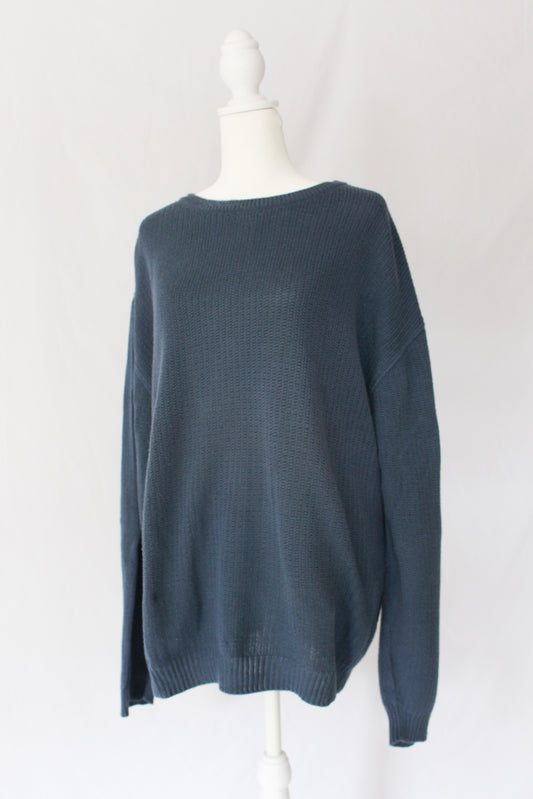 lightweight cotton dusty blue sweater, oversized light sweater 100% cotton 
