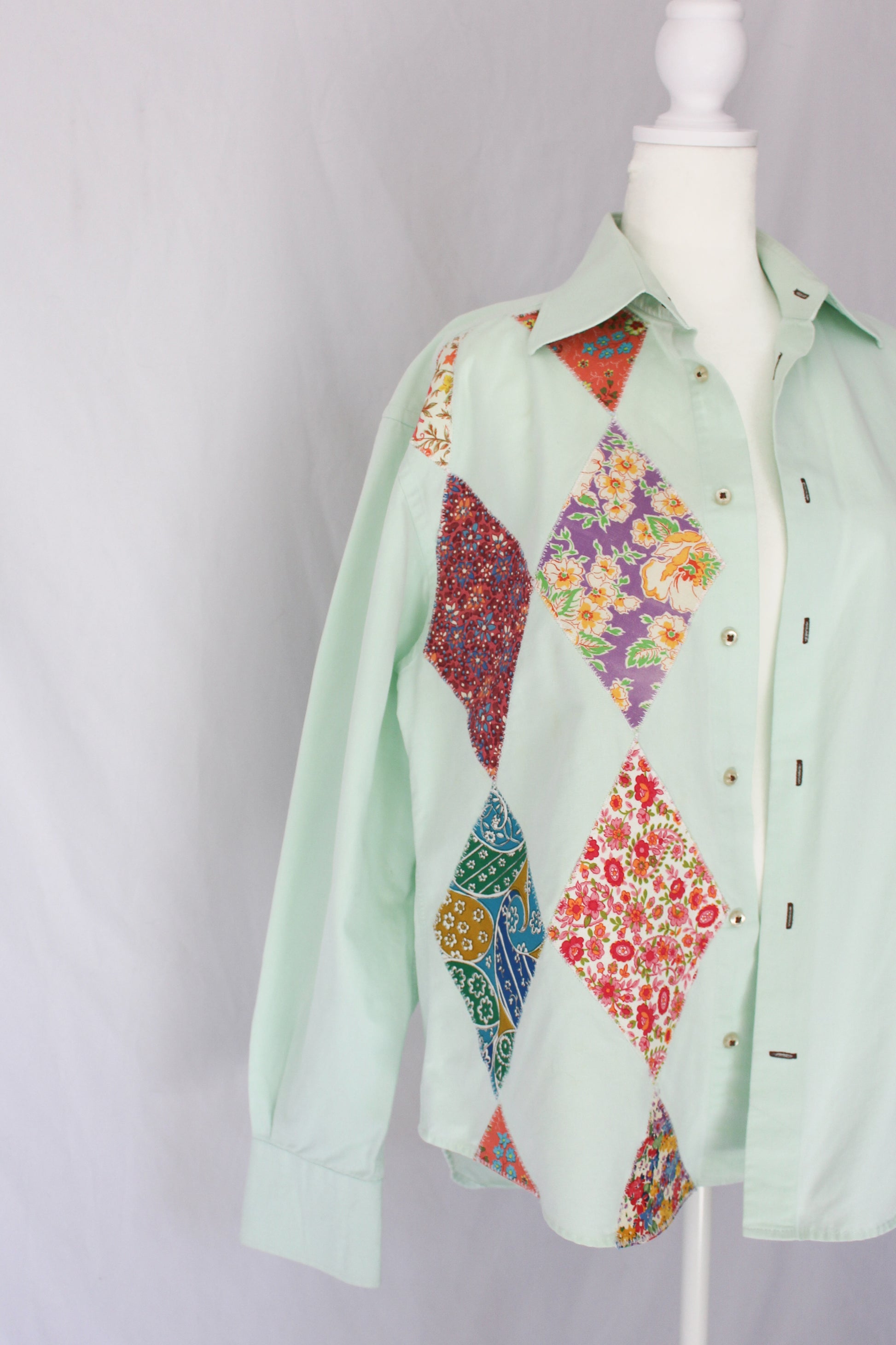floral patchwork detail on button up 