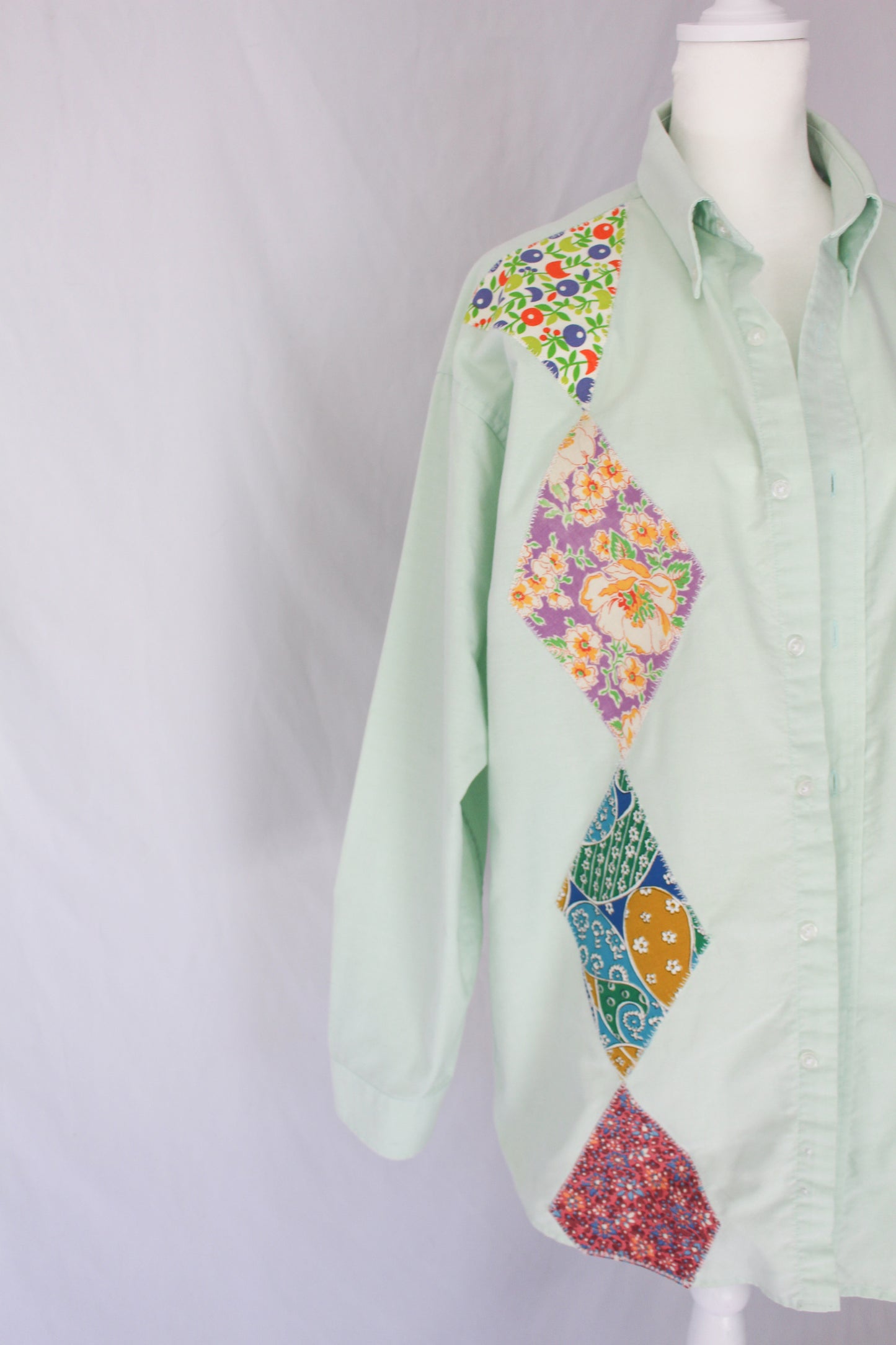 Diamond Floral Patched Button Up