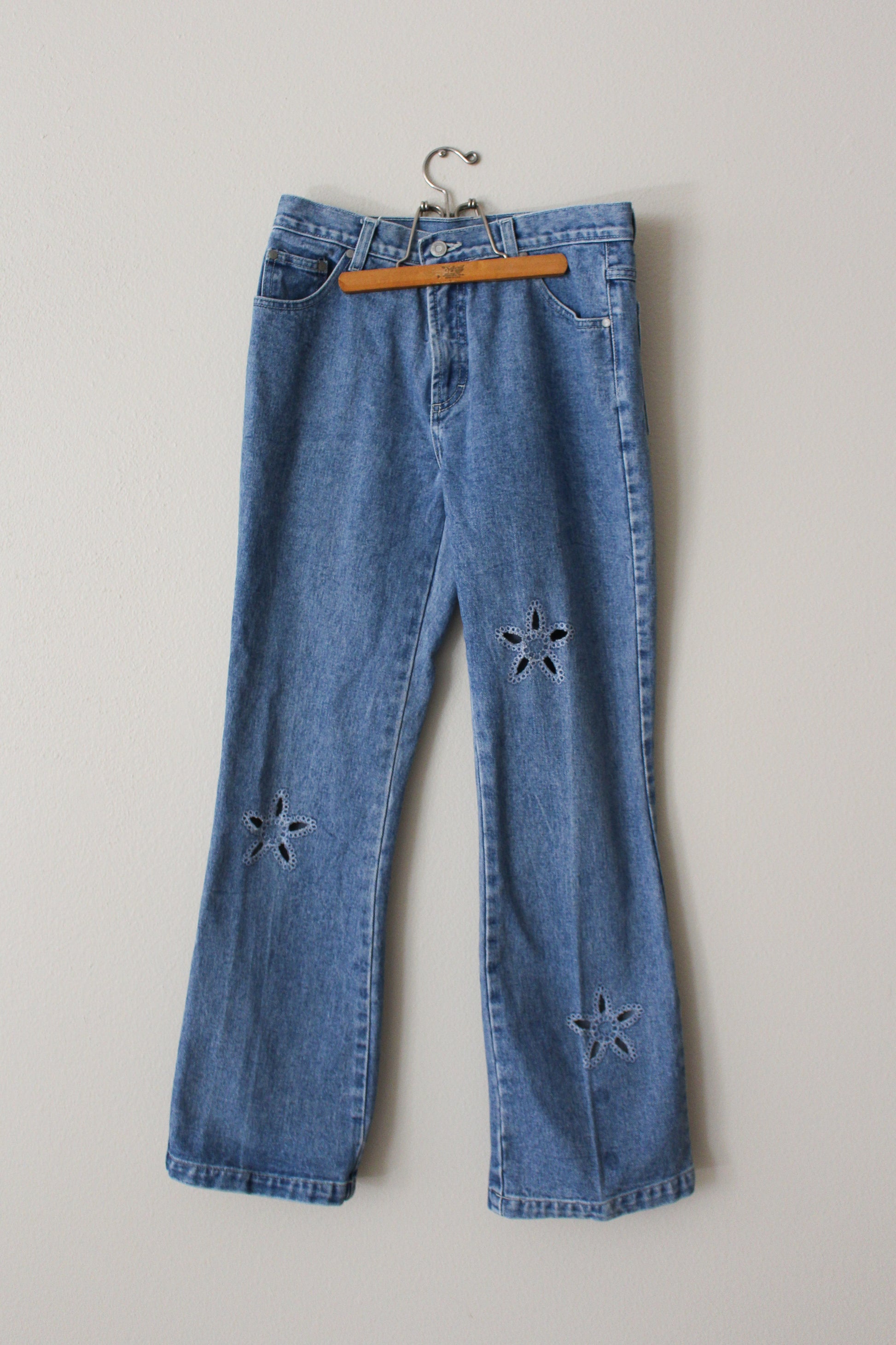 Collectif Floral I Know Flared Jeans in S  Blue high waisted jeans, Pretty  pants, High waisted flare jeans